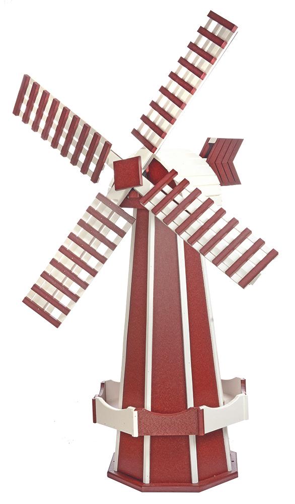 Cherrywood and White Amish Made Jumbo Size Poly Windmill 