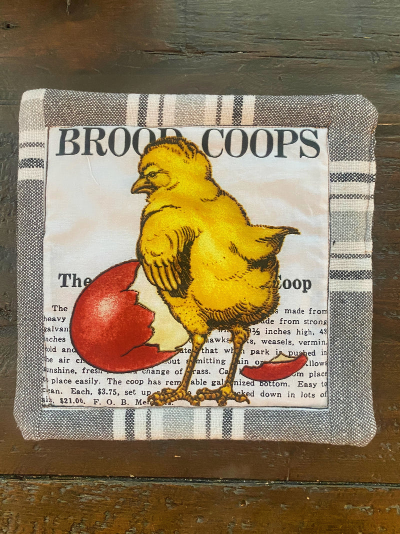 Vintage Chick "Brood Coops" Print Potholder on harvestarray.com