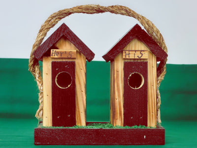 Red His and Hers Mini Double Outhouse Birdhouse, built by the Amish in Lancaster , Pennsylvania from Harvest Array