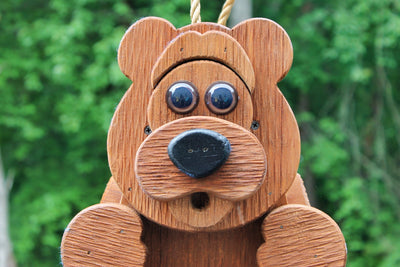 Close up of the Bear Amish Made Bird Feeders