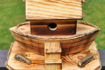 Close up of Amish Made Noah's Ark Birdhouse for Harvest Array