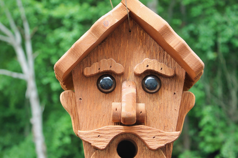 Close up view of the Wizard Shaped Amish Made Birdhouse