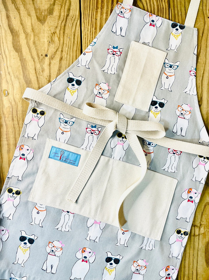 Coco White Dog Print Apron