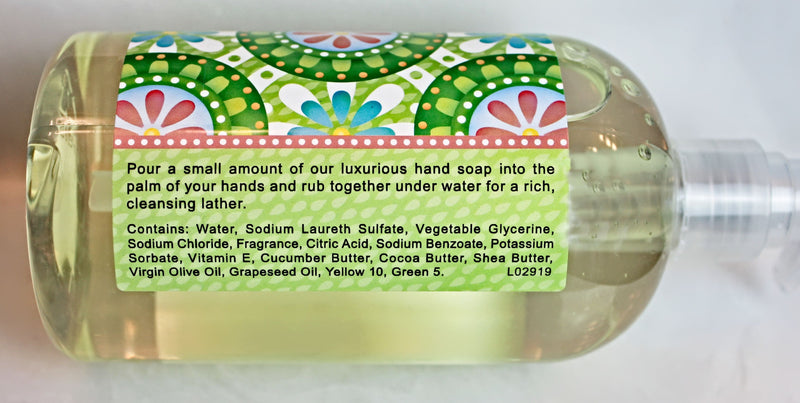 Cucumber & Freesia Liquid Hand Soap label