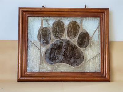 Stained glass brown paw print from Harvest Array