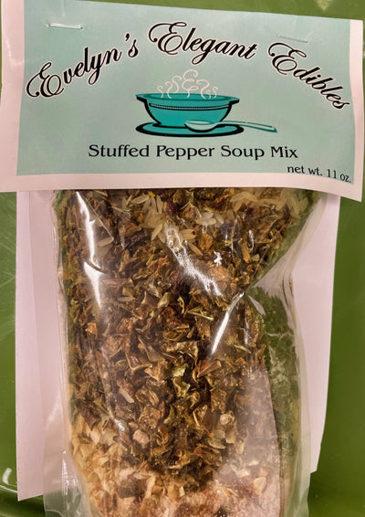 Evelyn's Elegant Edibles Stuffed Pepper Soup Mix package.