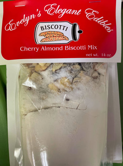 Evelyn's Elegant Edibles Cherry Almond Biscotti Mix available on www.harvestarray.com.