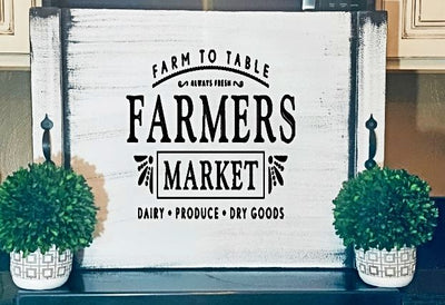 Boxed Stove Cover/Noodle Board Farmers Market Farm to Table Design.,