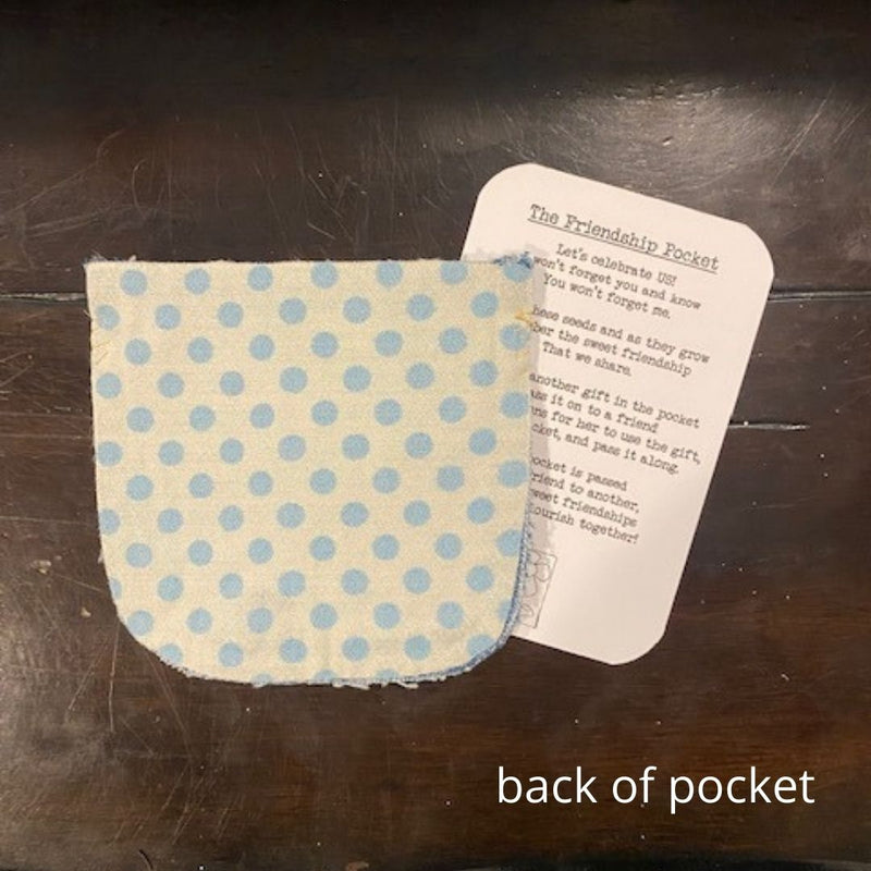 Friendship Pocket with Forget-Me-Not Seeds back of Pocket with card