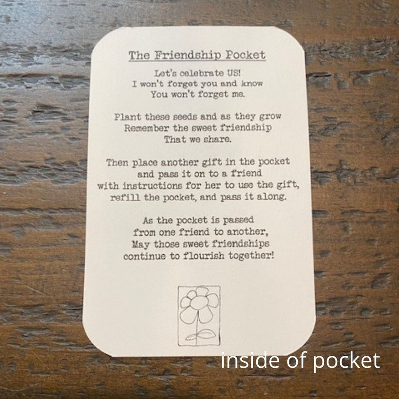 Friendship Pocket with Forget-Me-Not Seeds instruction card