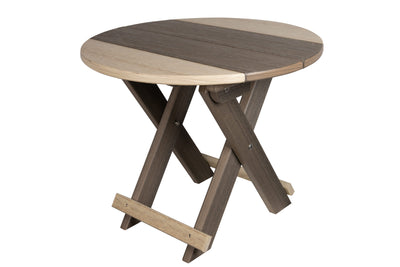 Coastal Gray and Birchwood Round Folding Poly End Table