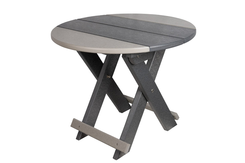 Dark Gray and Light Gray Round Folding Poly End Table