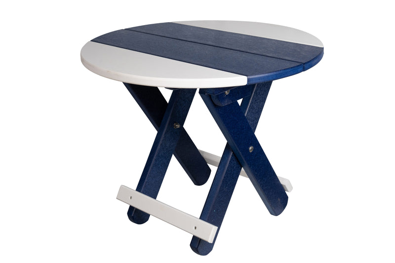 Patriot Blue and White Round Folding Poly End Table
