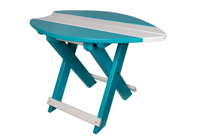 Aruba Blue and White Poly Surf Board Folding End Tables
