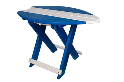 Bright Blue and White Poly Surf Board Folding End Tables