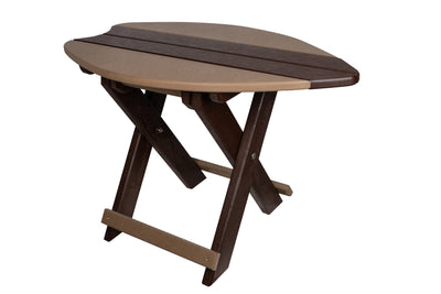 Brown and Weatherwood Poly Surf Board Folding End Tables