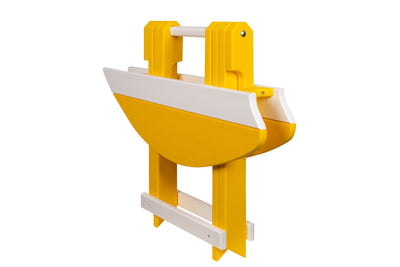 Yellow and White  Poly Surf Board Folding End Tables - Folded up