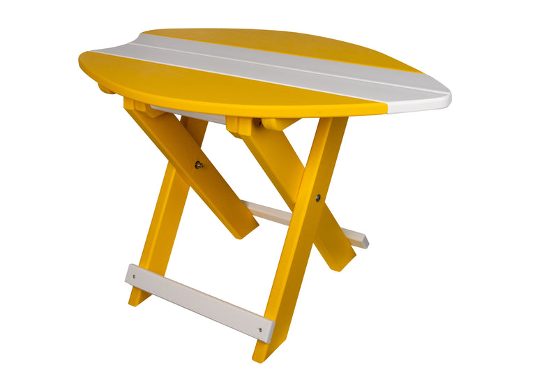 Yellow and White  Poly Surf Board Folding End Tables