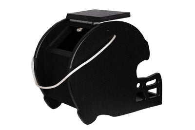 Side view of the black Football Helmet Poly Bird Feeders