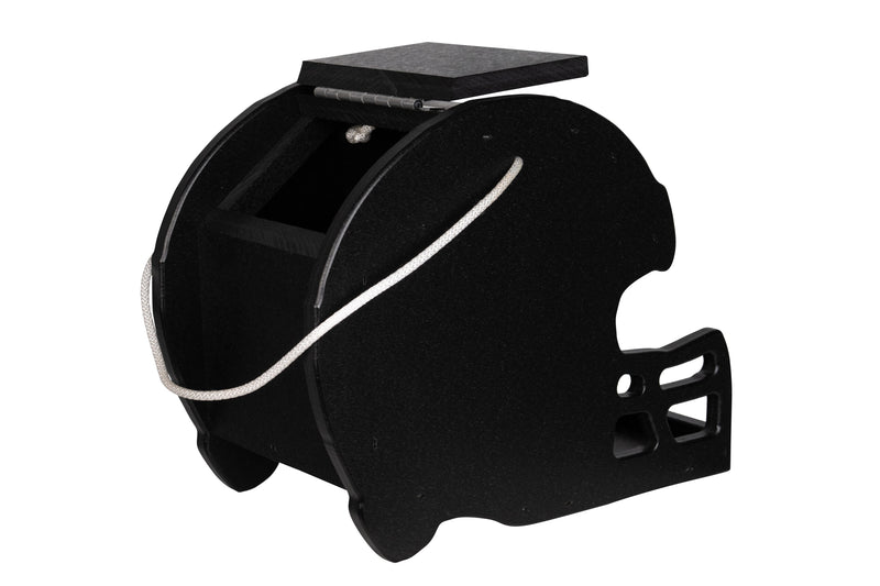 Side view of the black Football Helmet Poly Bird Feeders