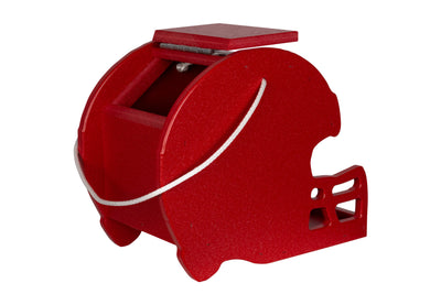 Side view of the red Football Helmet Poly Bird Feeders
