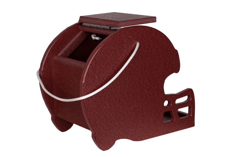 Side view of the Cherrywood Football Helmet Poly Bird Feeders