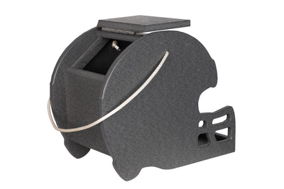 Side view of the Dark Gray Football Helmet Poly Bird Feeders