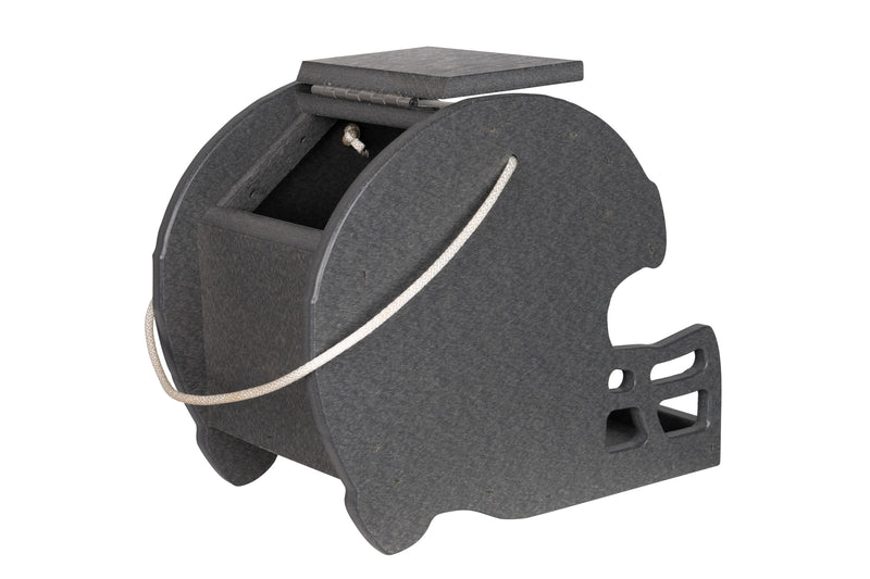 Side view of the Dark Gray Football Helmet Poly Bird Feeders