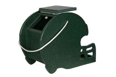 Side view of the green Football Helmet Poly Bird Feeders