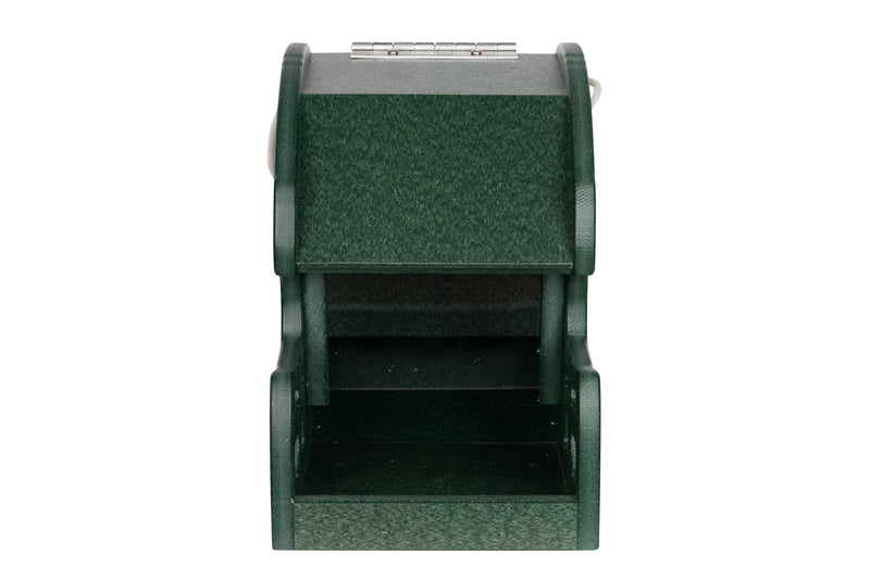 Back view of the Green Football Helmet Poly Bird Feeders