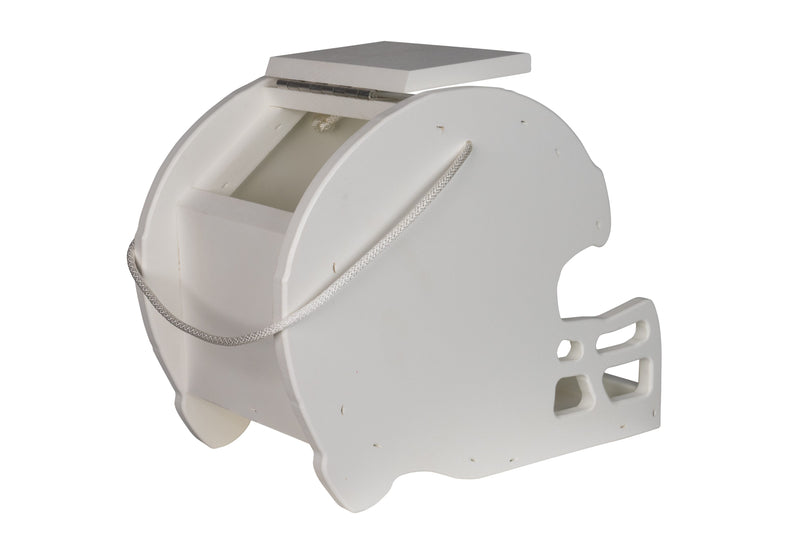 Side view of the White Football Helmet Poly Bird Feeders