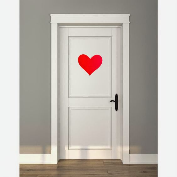 Classic Heart Door Hanger, red, on a bedroom door