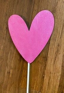 Petite Pink Shimmer Handwritten Heart Garden Stake