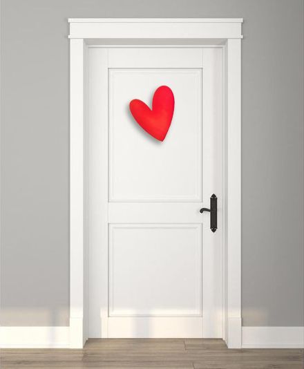 Red Handwritten Heart Wooden Door Hanger on bedroom door