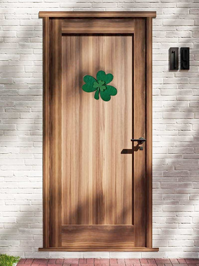 Due Shamrock with Shimmer Accent Finish Door Hanger on an outdoor.