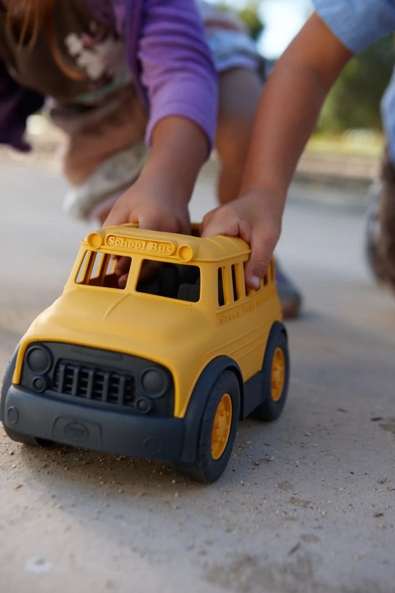 Kids playing in Sand with School Bus 100% Recycled Plastic Toy