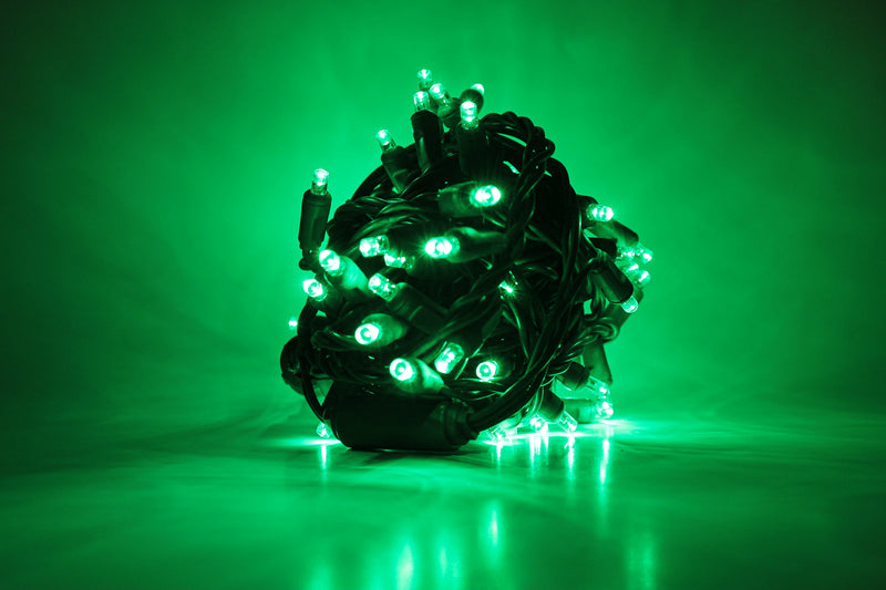 Outdoor LED Lighted Christmas Tree with Green Base and Green Tree Lights