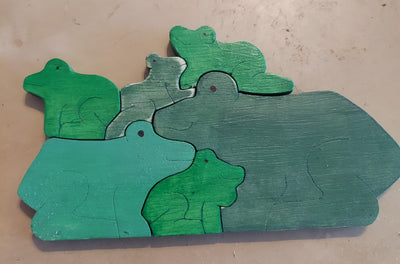 Green Frogs Wooden Animal Puzzles