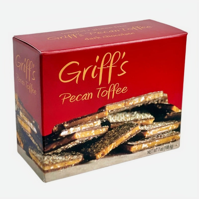 We incorporate pecans throughout the toffee to give it a crispy texture and memorable nutty flavor.