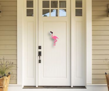 Groovy Flamingo Wooden Door Hanger