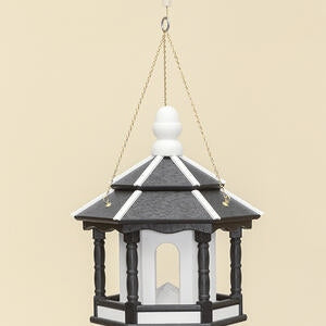 Gray and White Small Hexagonal Poly Bird Feeder, chain NOT included.