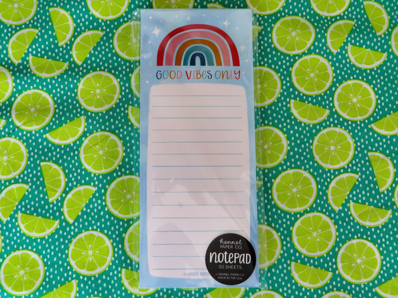 Good Vibes Only notepads from Harvest Array.
