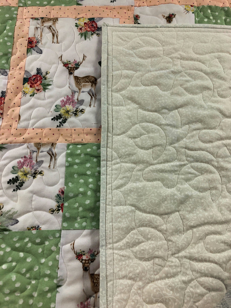 Holiday Deer Quilted Throw