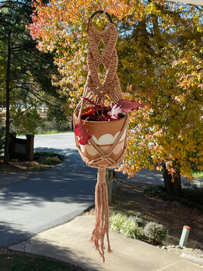 Dusty Rose Marie Macramé Plant Hangers for a 4 inch potted plant. Handmade in the USA.