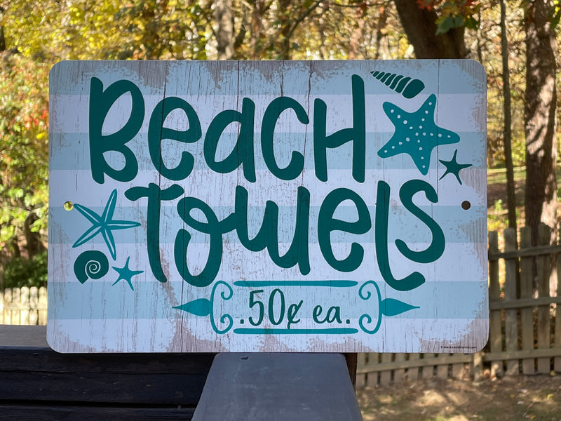 Beach Towels Metal Sign