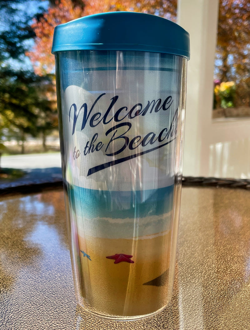 16 OZ . Beach Tumblers with Lids