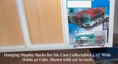 Hanging Display Racks for Die Cast Collectables 4.25" Wide Holds 40 Cars