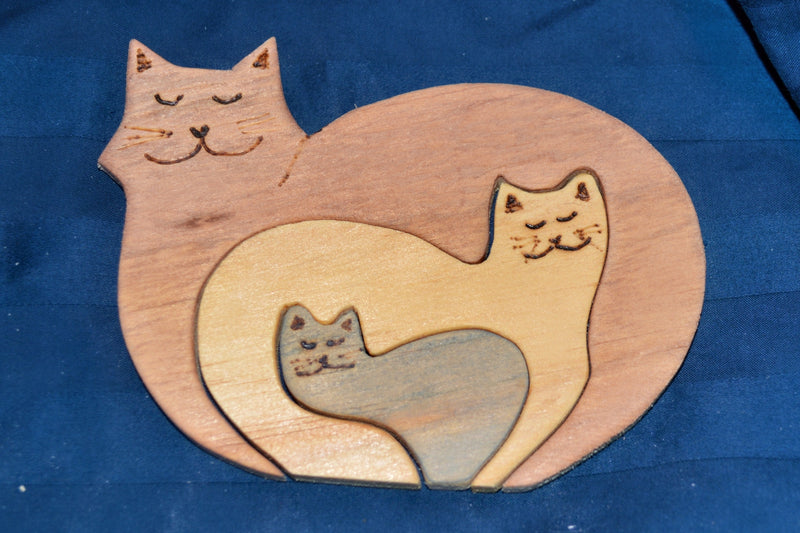 Three Cats Wooden Animal Puzzles