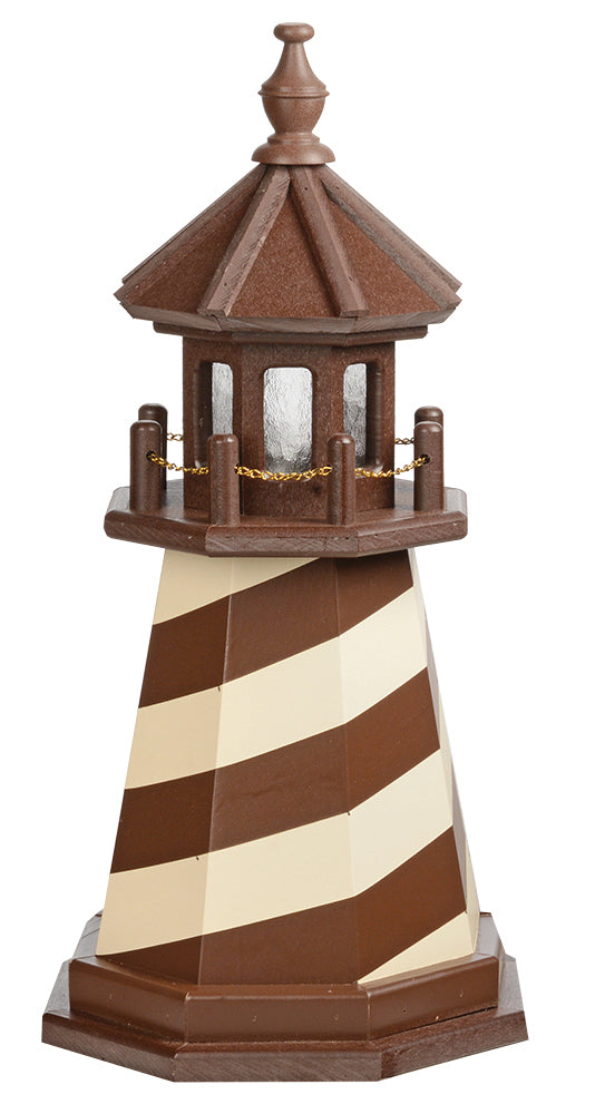Cape Hatteras Lighthouse in Ivory and Brown Wooden Lighthouse with Base - 2 Feet