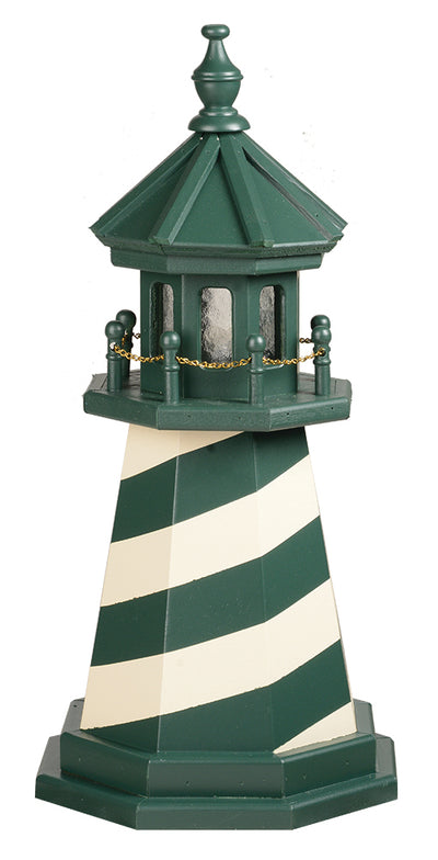 Cape Hatteras Lighthouse in Ivory and Green Wooden Lighthouse with Base - 2 Feet